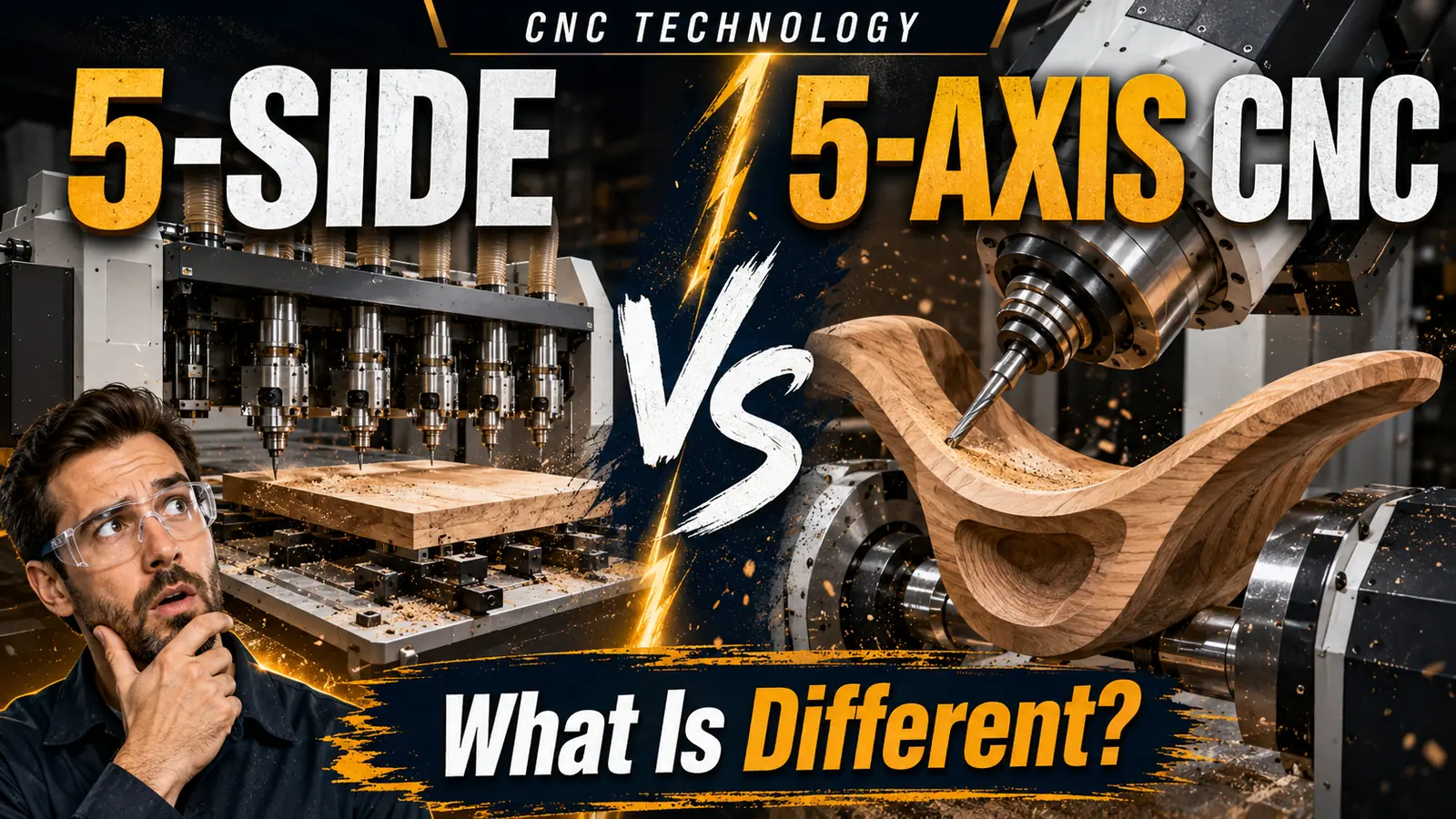 Five-side versus five-axis CNC woodworking