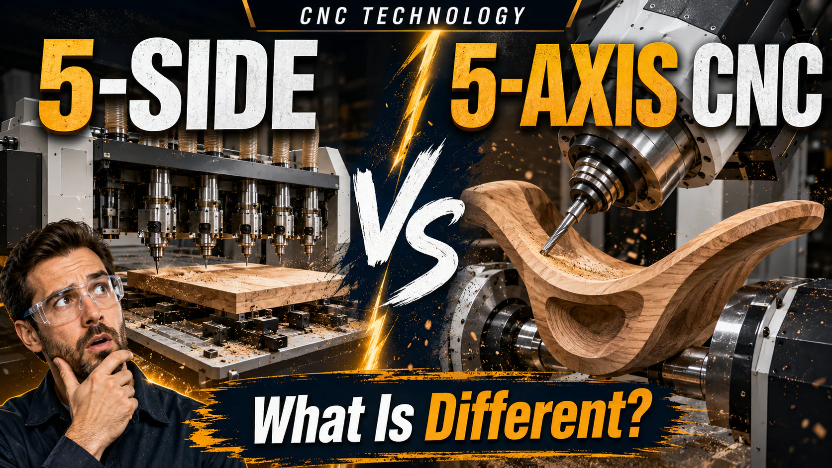 Five-side and five-axis CNC woodworking comparison