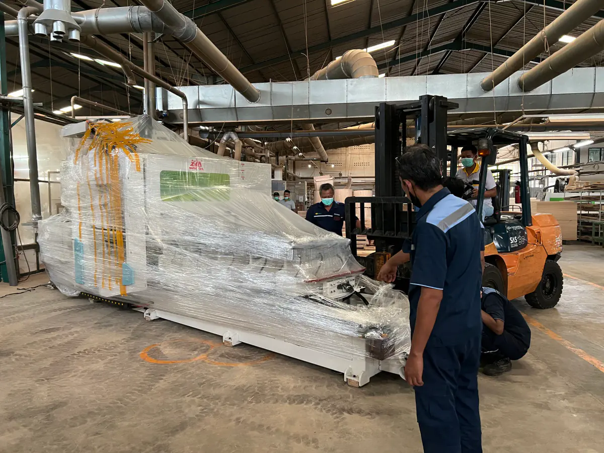 Danwood factory machine installation in Indonesia