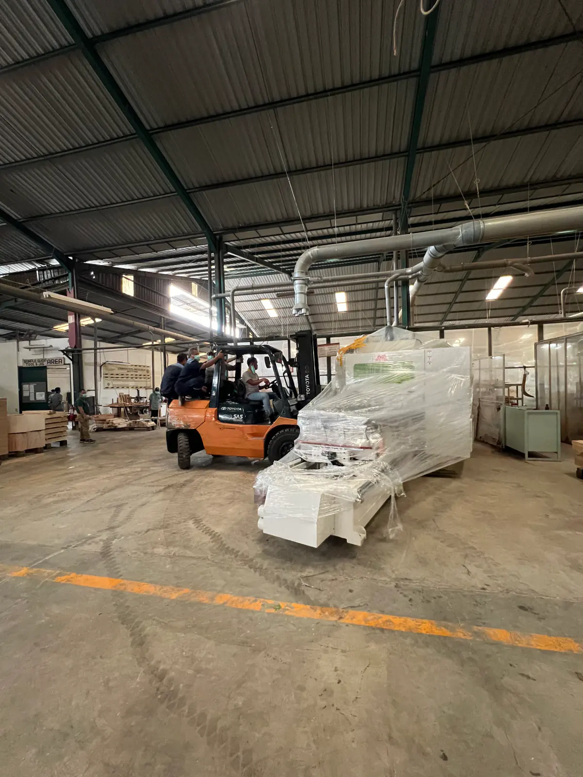 Equipment moved into the production area